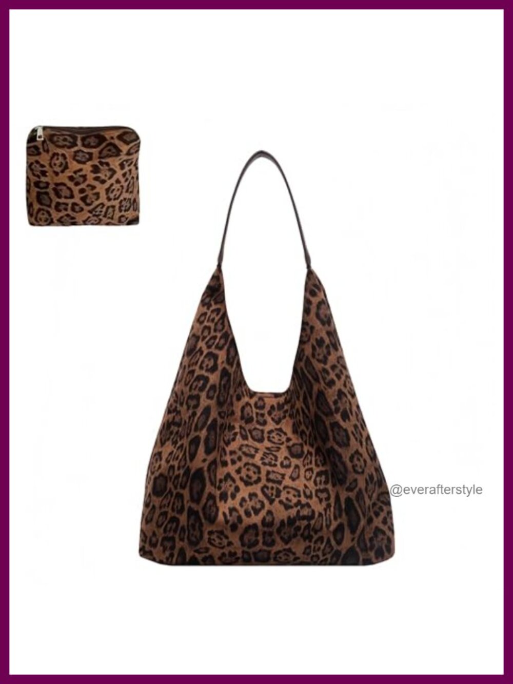 Faux Suede Leopard Print Tote Bag with Matching Purse Set